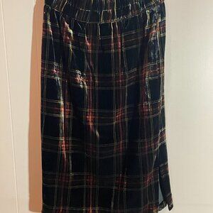J.Crew Chloe Velvet Plaid Tartan Midi Skirt